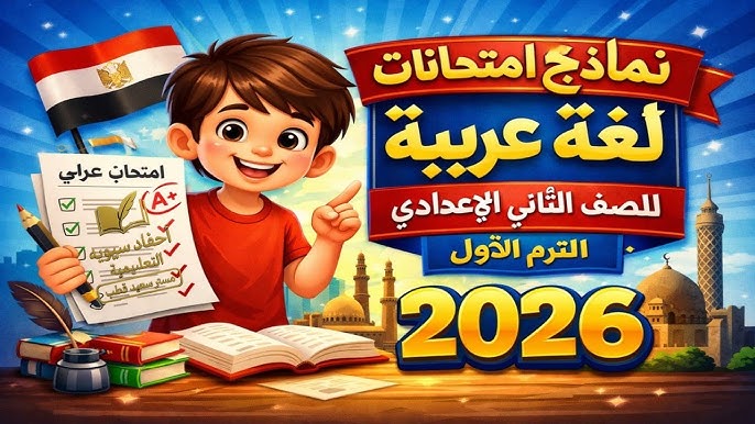 امتحانات الصف الثاني الاعدادي لغة عربية الترم الاول 2026 PDF بالاجابات