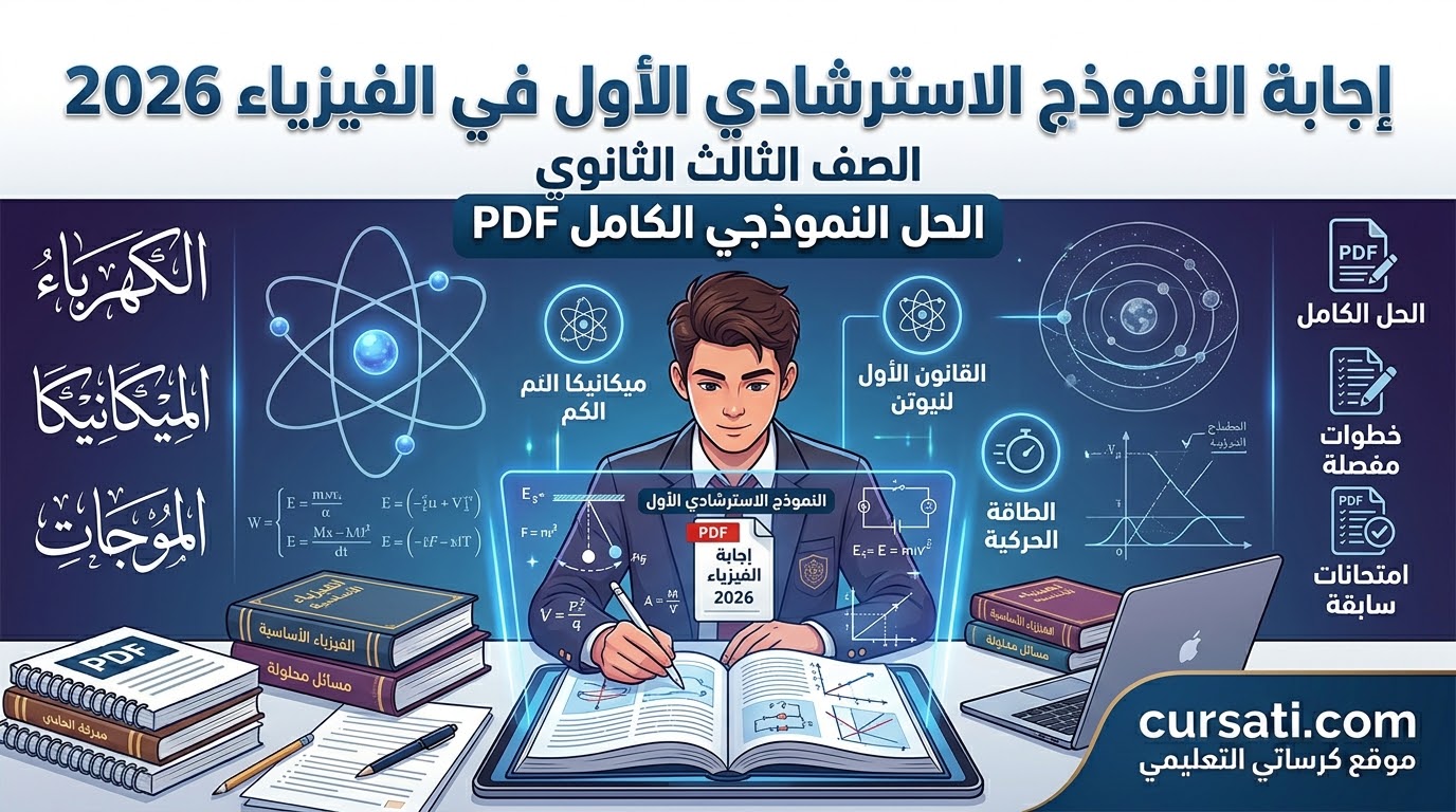 اسئلة النموذج الاسترشادي السادس في الفيزياء باللغة العربية للصف الثالث الثانوي 2026